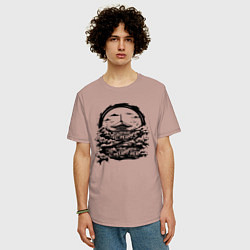 Футболка оверсайз мужская Японская пагода, цвет: пыльно-розовый — фото 2