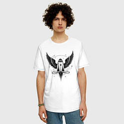 Футболка оверсайз мужская Крылатая ракета в космосе, цвет: белый — фото 2