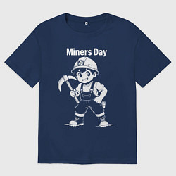 Футболка оверсайз мужская День шахтера аниме, цвет: тёмно-синий
