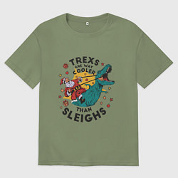 Мужская футболка оверсайз Санта на динозавре