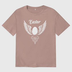 Футболка оверсайз мужская Пасха яйцо с крыльями, цвет: пыльно-розовый