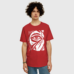 Футболка оверсайз мужская Глаз лабиринт, цвет: красный — фото 2
