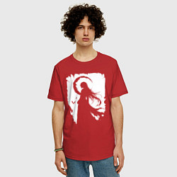 Футболка оверсайз мужская Девушка гот аниме, цвет: красный — фото 2