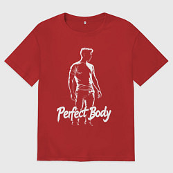 Футболка оверсайз мужская Идеальное тело торс мужчины, цвет: красный