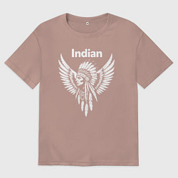 Футболка оверсайз мужская Крылатый дух индейца, цвет: пыльно-розовый