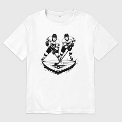 Футболка оверсайз мужская Хоккейная дуэль, цвет: белый