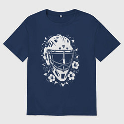 Мужская футболка оверсайз Шлем-маска в цветочном обрамлении