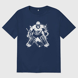 Футболка оверсайз мужская Хоккейный вратарь граффити, цвет: тёмно-синий