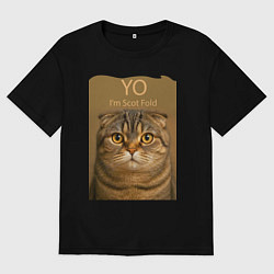 Футболка оверсайз мужская Yo - Im Scottish Fold, цвет: черный