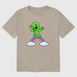 Мужская футболка оверсайз Пришелец на радуге