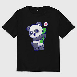 Футболка оверсайз мужская Бабмуковая милая панда, цвет: черный