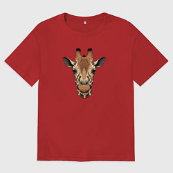 Футболка оверсайз мужская Портрет жирафа, цвет: красный