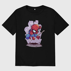 Футболка оверсайз мужская Человек-паук в городе, цвет: черный