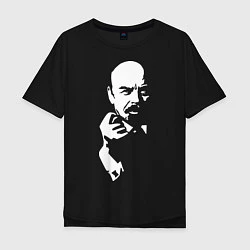 Футболка оверсайз мужская Ленин: фигу вам, цвет: черный