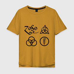 Футболка оверсайз мужская Led Zeppelin: symbols, цвет: горчичный