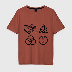 Футболка оверсайз мужская Led Zeppelin: symbols, цвет: кирпичный