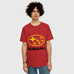 Футболка оверсайз мужская Subaru Logo, цвет: красный — фото 2