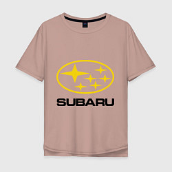 Футболка оверсайз мужская Subaru Logo, цвет: пыльно-розовый