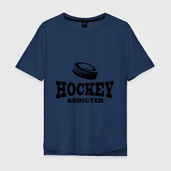 Футболка оверсайз мужская Hockey addicted, цвет: тёмно-синий