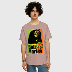 Футболка оверсайз мужская Bob Marley: Jamaica, цвет: пыльно-розовый — фото 2