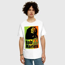 Футболка оверсайз мужская Bob Marley: Jamaica, цвет: белый — фото 2