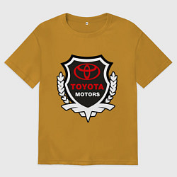 Футболка оверсайз мужская Тойота моторс герб, цвет: горчичный