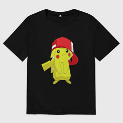 Футболка оверсайз мужская Пикачу, цвет: черный