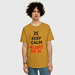 Футболка оверсайз мужская Keep Calm & Justice For All, цвет: горчичный — фото 2