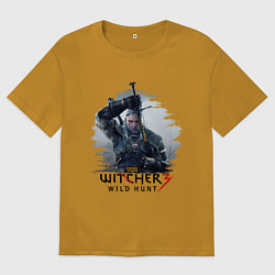 Футболка оверсайз мужская The Witcher 3, цвет: горчичный