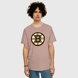 Футболка оверсайз мужская Boston Bruins, цвет: пыльно-розовый — фото 2