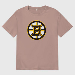 Футболка оверсайз мужская Boston Bruins, цвет: пыльно-розовый