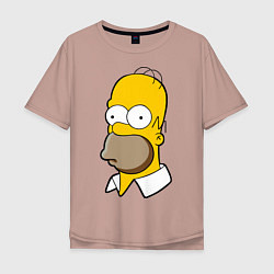 Футболка оверсайз мужская Sad Homer, цвет: пыльно-розовый