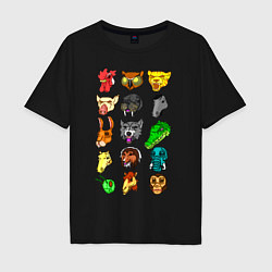 Футболка оверсайз мужская Hotline Miami Masks, цвет: черный