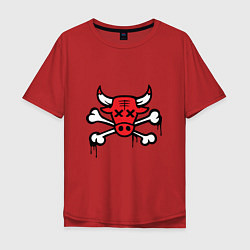 Футболка оверсайз мужская Chicago Bulls (череп), цвет: красный