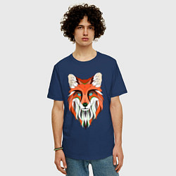 Футболка оверсайз мужская Дизайнерская лиса, цвет: тёмно-синий — фото 2