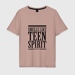 Футболка оверсайз мужская Smells like teen spirit, цвет: пыльно-розовый