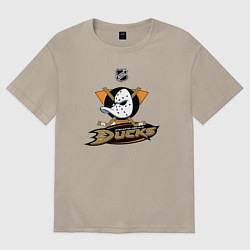Футболка оверсайз мужская NHL: Anaheim Ducks, цвет: миндальный