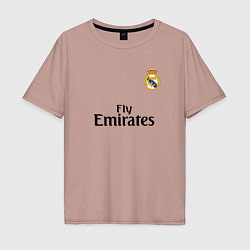 Футболка оверсайз мужская Real Madrid: Fly Emirates, цвет: пыльно-розовый