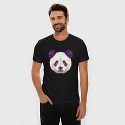 Футболка slim-fit Полигональная панда, цвет: черный — фото 2