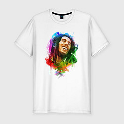 Мужская slim-футболка Улыбающийся Боб Марли