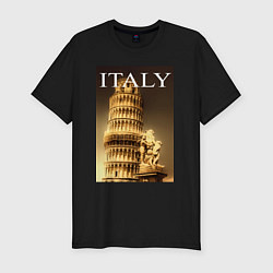 Мужская slim-футболка Leaning tower of Pisa