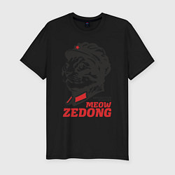 Мужская slim-футболка Meow Zedong Revolution forever