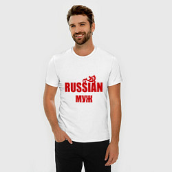 Футболка slim-fit Russian муж, цвет: белый — фото 2