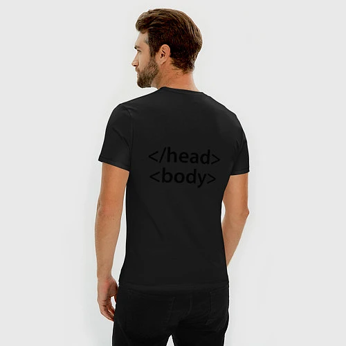 Мужская slim-футболка Head Body / Черный – фото 4