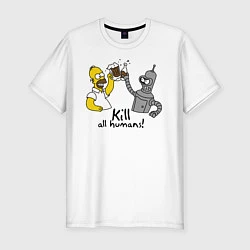 Мужская slim-футболка Kill all humans