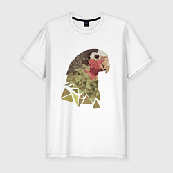 Мужская slim-футболка Полигональный попугай