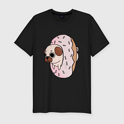 Мужская slim-футболка Мопс-пончик
