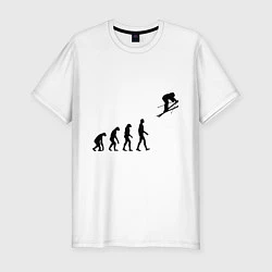 Мужская slim-футболка Эволюция лыжник