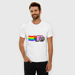 Футболка slim-fit Nyan Cat, цвет: белый — фото 2