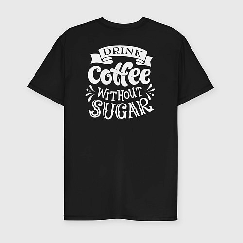 Мужская slim-футболка Кофе без сахара / Черный – фото 2